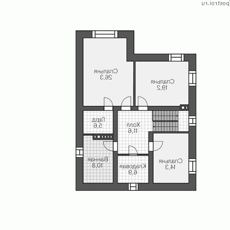 R-212-1K проект двухэтажного дома из кирпича размером 11 на 14 - 2-й этаж