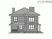 R-212-1K проект двухэтажного дома из кирпича размером 11 на 14 - вид сзади