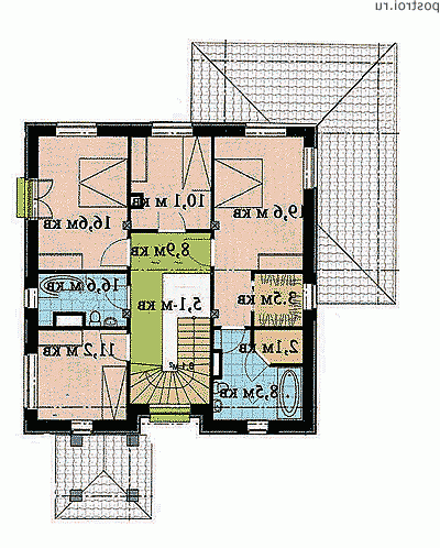 R-216-1K проект двухэтажного дома из кирпича размером 16 на 13  - 2-й этаж