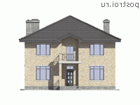 R-229-1P проект двухэтажного коттеджа из газобетона размером 12 на 12 - вид спереди