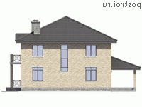 R-229-1P проект двухэтажного коттеджа из газобетона размером 12 на 12 - вид слева