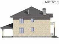 R-229-1P проект двухэтажного коттеджа из газобетона размером 12 на 12 - вид справа