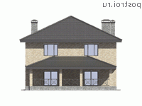 R-229-1P проект двухэтажного коттеджа из газобетона размером 12 на 12 - вид сзади