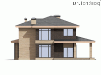 R-235-1P проект двухэтажного дома из газобетона с гаражом размером 17 на 12 - вид слева