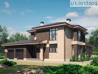 R-235-1P проект двухэтажного дома из газобетона с гаражом размером 17 на 12