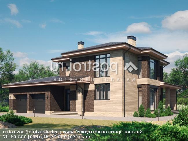 R-235-1P проект двухэтажного дома из газобетона с гаражом размером 17 на 12