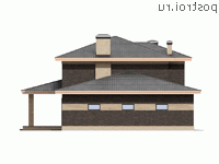R-235-1P проект двухэтажного дома из газобетона с гаражом размером 17 на 12 - вид справа
