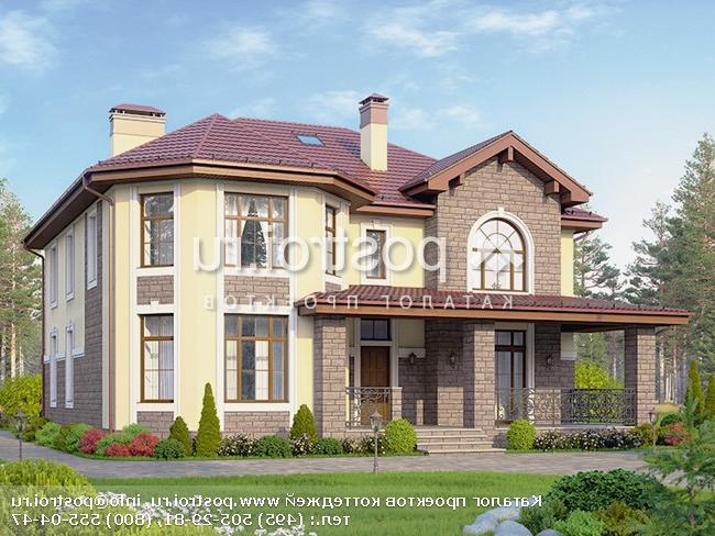 R-267-1K проект двухэтажного дома из кирпича с мансардой размером 14 на 13 