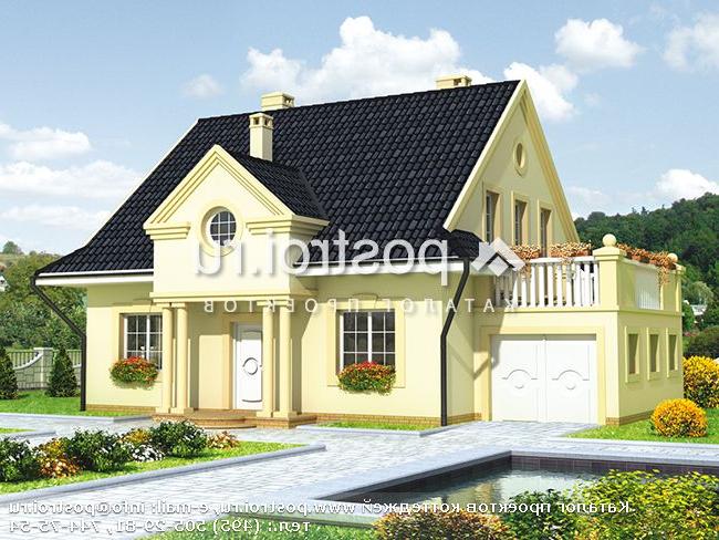 R-293-1K проект одноэтажного дома из кирпича с мансардой и гаражом размером 12 на 13 