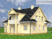 R-293-1K проект одноэтажного дома из кирпича с мансардой и гаражом размером 12 на 13  - вид справа