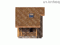 T-051-1D проект одноэтажной деревянной бани из бревна с мансардой размером 5 на 10  - вид спереди