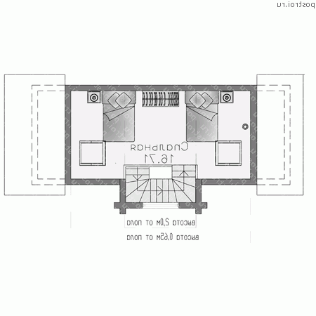 T-051-1D проект одноэтажной деревянной бани из бревна с мансардой размером 5 на 10  - мансарда