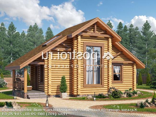 T-051-1D проект одноэтажной деревянной бани из бревна с мансардой размером 5 на 10 