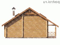 T-051-1D проект одноэтажной деревянной бани из бревна с мансардой размером 5 на 10  - вид справа