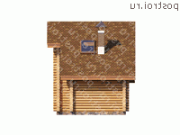 T-051-1D проект одноэтажной деревянной бани из бревна с мансардой размером 5 на 10  - вид сзади