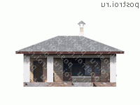 T-070-1P проект одноэтажного дома из пеноблока размером 9 на 11 - вид спереди