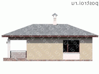 T-070-1P проект одноэтажного дома из пеноблока размером 9 на 11 - вид слева