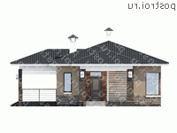 T-083-2P проект одноэтажного дома из пеноблока размером 12 на 13  - вид спереди
