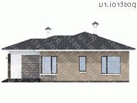 T-083-2P проект одноэтажного дома из пеноблока размером 12 на 13  - вид слева