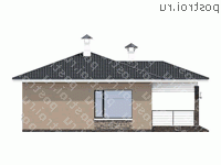 T-083-2P проект одноэтажного дома из пеноблока размером 12 на 13  - вид сзади