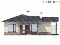 T-086-1P проект одноэтажного дома из пеноблока размером 12 на 12  - вид справа