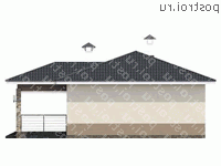 T-086-1P проект одноэтажного дома из пеноблока размером 12 на 12  - вид сзади