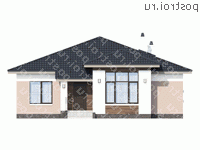 T-097-1P проект одноэтажного коттеджа из пеноблока размером 13 на 12  - вид спереди