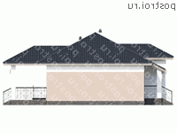 T-097-1P проект одноэтажного коттеджа из пеноблока размером 13 на 12  - вид справа