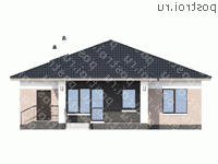 T-097-1P проект одноэтажного коттеджа из пеноблока размером 13 на 12  - вид сзади