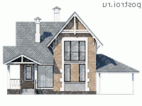 T-110-1P проект двухэтажного коттеджа из пенобетона с гаражом размером 11 на 12  - вид спереди