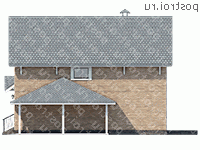 T-110-1P проект двухэтажного коттеджа из пенобетона с гаражом размером 11 на 12  - вид слева