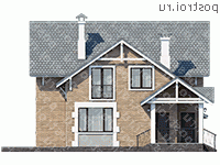 T-110-1P проект двухэтажного коттеджа из пенобетона с гаражом размером 11 на 12  - вид справа