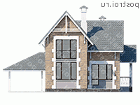 T-110-1P проект двухэтажного коттеджа из пенобетона с гаражом размером 11 на 12  - вид сзади