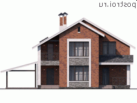 T-117-2K проект двухэтажного коттеджа из кирпича с гаражом размером 15 на 8 - вид спереди