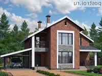 T-117-2K проект двухэтажного коттеджа из кирпича с гаражом размером 15 на 8