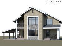 T-117-2K проект двухэтажного коттеджа из кирпича с гаражом размером 15 на 8