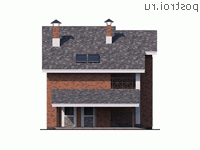 T-117-2K проект двухэтажного коттеджа из кирпича с гаражом размером 15 на 8 - вид справа