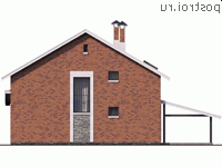 T-117-2K проект двухэтажного коттеджа из кирпича с гаражом размером 15 на 8 - вид сзади