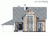 T-118-2P проект двухэтажного коттеджа из пенобетона с гаражом размером 9 на 15  - вид спереди