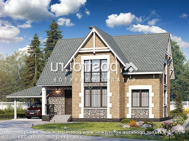 T-118-2P проект двухэтажного коттеджа из пенобетона с гаражом размером 9 на 15 