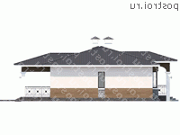 T-124-1P проект одноэтажного коттеджа из газобетона размером 15 на 13 - вид справа