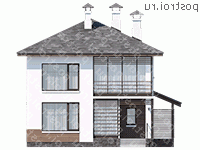 T-126-1P проект двухэтажного коттеджа из газобетона размером 10 на 8  - вид спереди