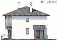 T-126-1P проект двухэтажного коттеджа из газобетона размером 10 на 8  - вид слева
