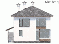 T-126-1P проект двухэтажного коттеджа из газобетона размером 10 на 8  - вид сзади