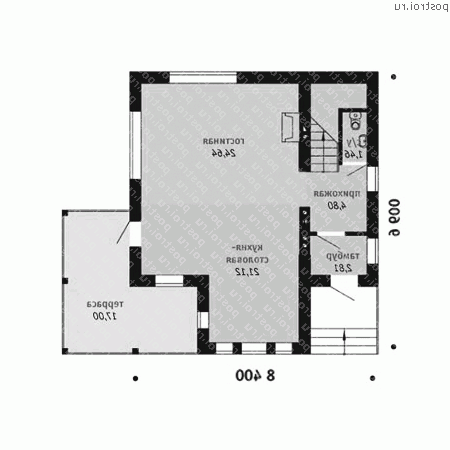 T-130-1P проект одноэтажного коттеджа из газобетона с мансардой размером 10 на 11  - 1-й этаж