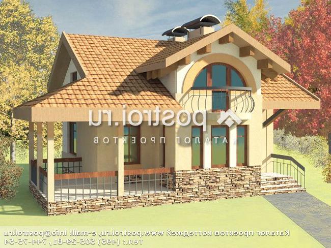 T-130-1P проект одноэтажного коттеджа из газобетона с мансардой размером 10 на 11 