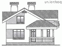 T-130-1P проект одноэтажного коттеджа из газобетона с мансардой размером 10 на 11  - вид справа