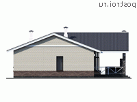 T-159-1K проект одноэтажного коттеджа из кирпича размером 15 на 14 - вид справа