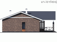 T-159-2K проект одноэтажного коттеджа из кирпича размером 15 на 14 - вид справа