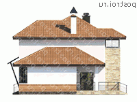 T-161-1P проект двухэтажного дома из пеноблоков размером 11 на 14  - вид слева